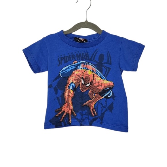 Vintage Marvel Mad Engine Spiderman Youth Kids 2T Shirt Blue Cartoon Promo - Picture 1 of 4